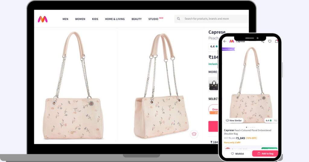 Example of an e-commerce website
