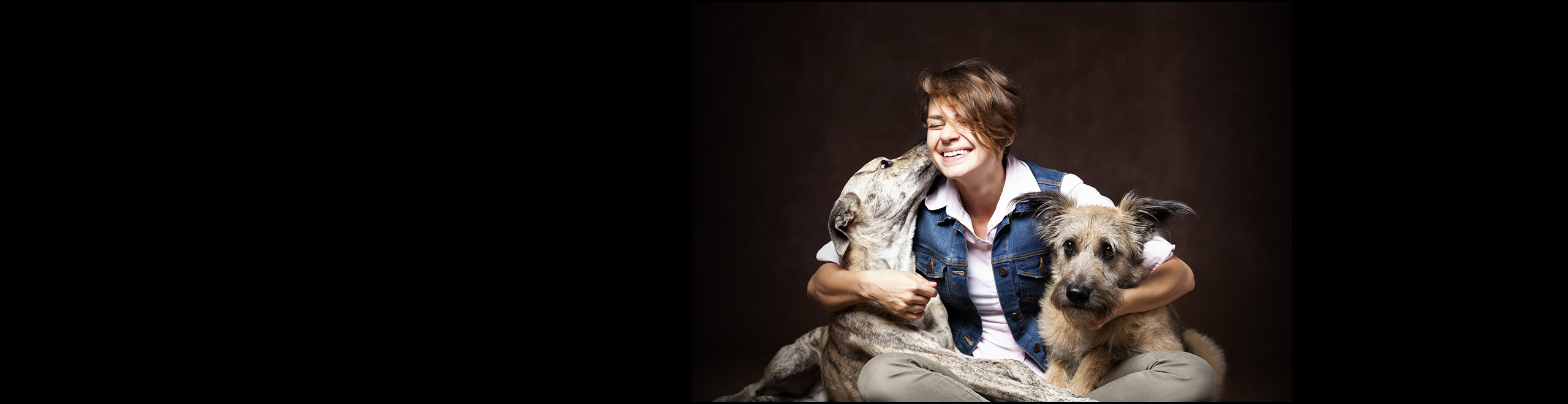 woman and her two dogs